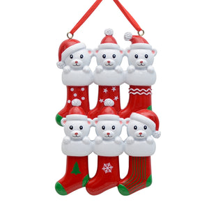 Personalized Christmas Ornament Bear Stocking Family 6