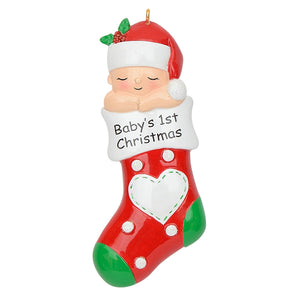 Personalized Baby's First Christmas Ornament Stocking Baby