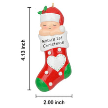 Load image into Gallery viewer, Personalized Baby&#39;s First Christmas Ornament Stocking Baby
