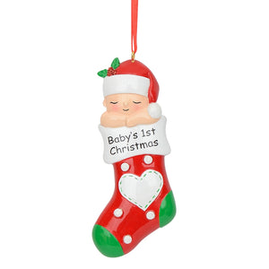 Personalized Baby's First Christmas Ornament Stocking Baby