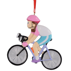 Personalized Christmas Sport Ornament Bicycle Girl