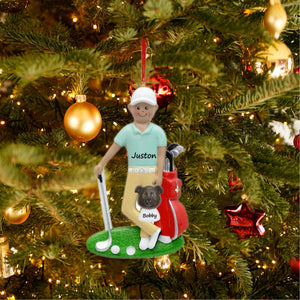 Personalized Christmas Sport Ornament Golf Boy Ethnic