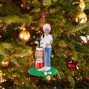 Personalized Christmas Sport Ornament Golf Girl Ethnic