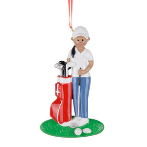 Personalized Christmas Sport Ornament Golf Girl Ethnic
