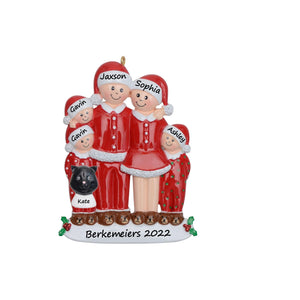 Personalized Ornament Pajama Family 5 Christmas Decoration Ornament