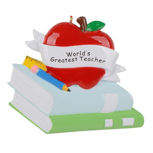 Load image into Gallery viewer, Personalized Christmas Ornament World&#39;s Greatest Teacher
