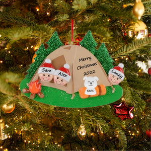 Personalized Christmas Ornament Camp Out Family 3