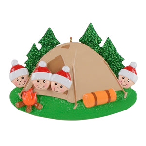 Personalized Christmas Ornament Camp Out Family 4