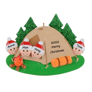 Personalized Christmas Ornament Camp Out Family 4