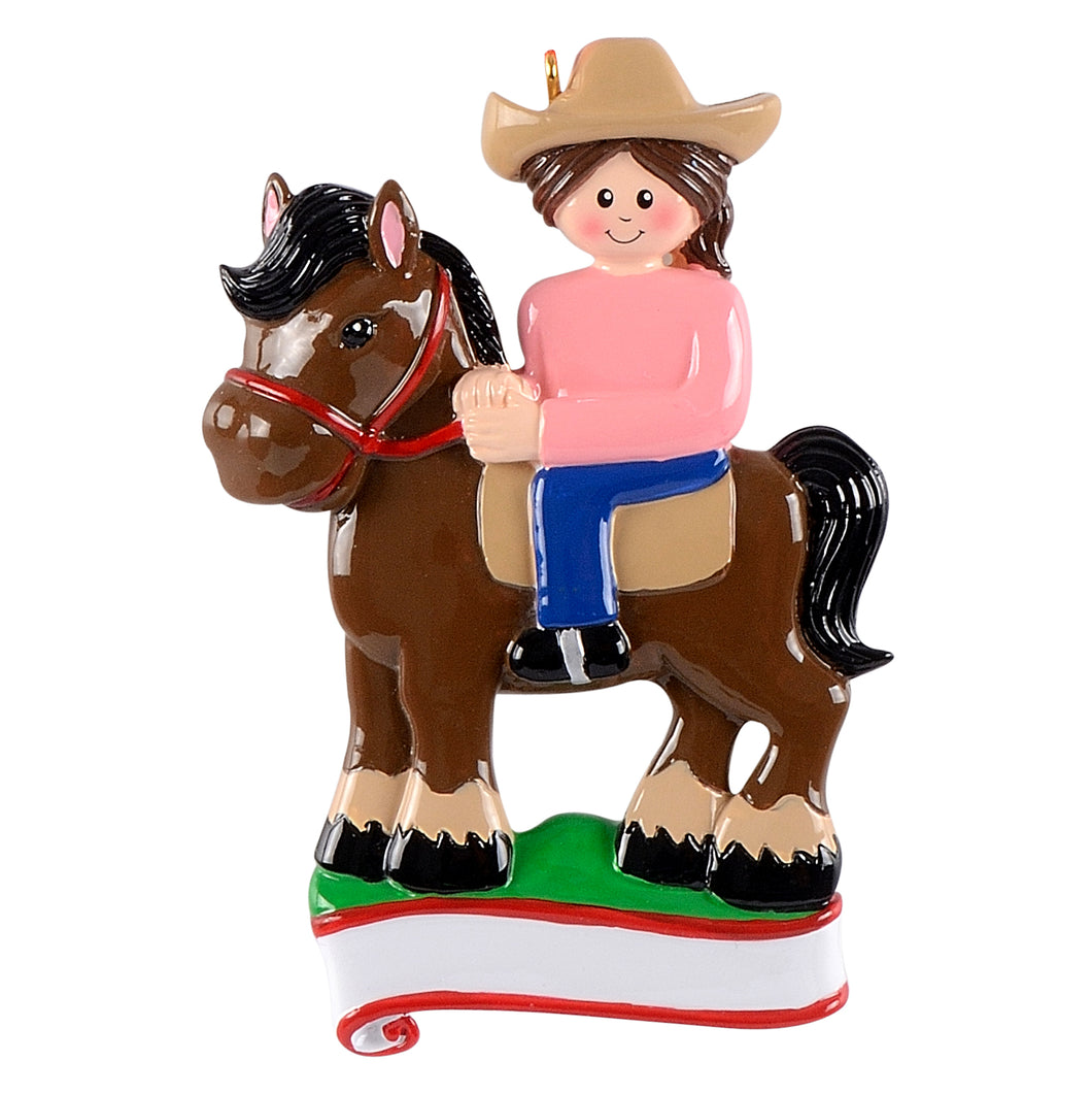 Personalized Christmas Sport Ornament Ridding Girl