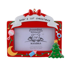 Load image into Gallery viewer, Personalized Ornament Baby&#39;s 1st Christmas Photo Frame
