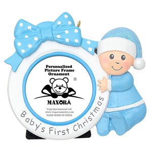 Baby's First Christmas Ornament Bow Photo Frame