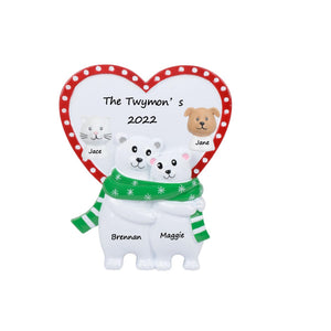 Personalized Christmas Ornament Polar Bear Table Top Family 2