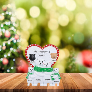 Personalized Christmas Ornament Polar Bear Table Top Family 4