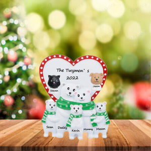 Personalized Christmas Ornament Polar Bear Table Top Family 5