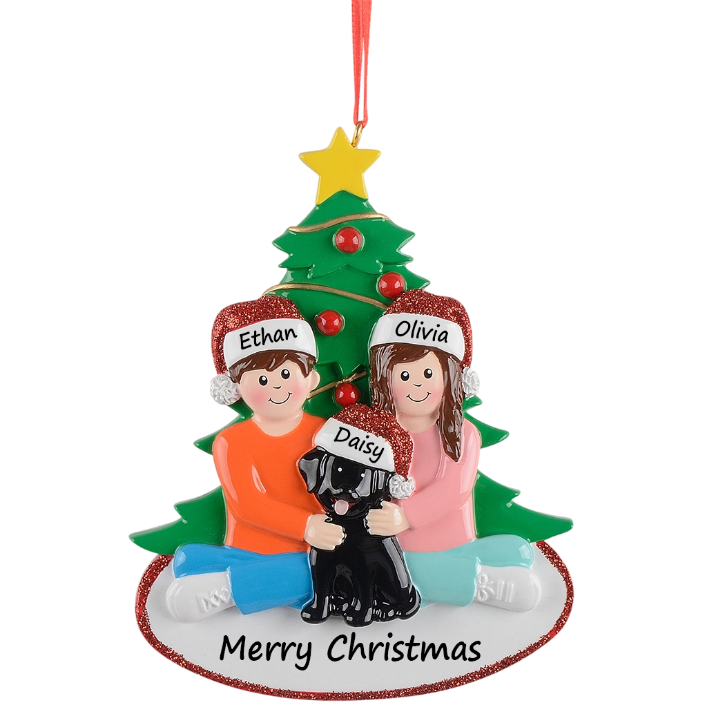 Personalized family ornament with dog