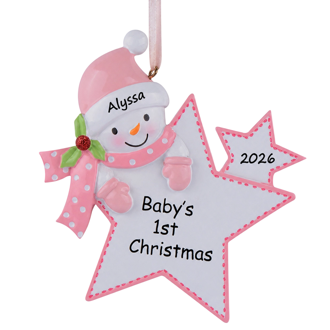 Personalized baby's first Christmas snowman ornament